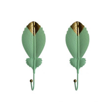 Modern Luxury Leaves Shape Decorative Metal Floating Shelf Wall Mounted Key and Coat Hooks
